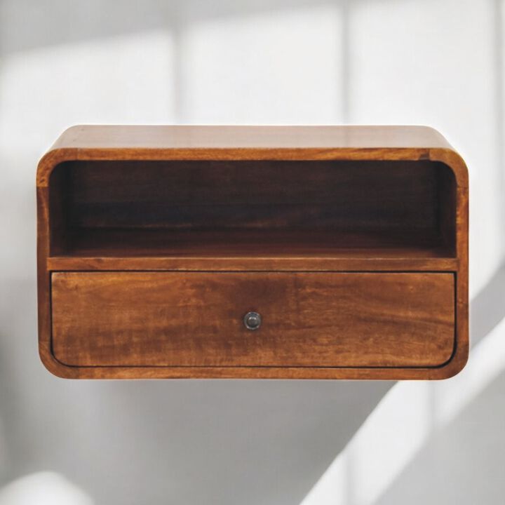 Artisan Furniture Solid Wood Avora Wall-Mounted Chestnut Nightstand
