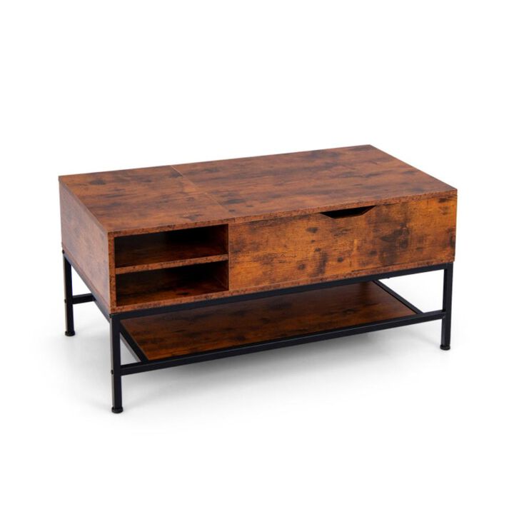 Hivvago Lift Top Coffee Table with Hidden Compartment and Removable Storage Shelf