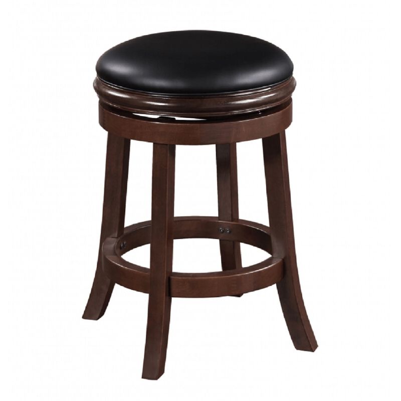 Sabi Swivel Counter Stool, Solid Wood, Faux Leather