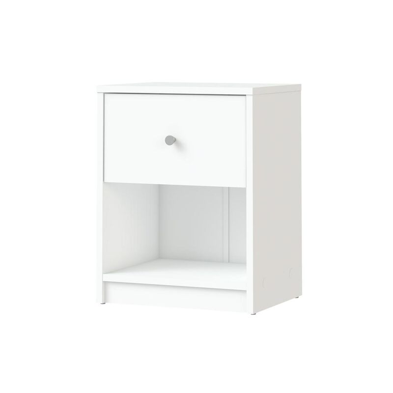 Furnifact White 1 Drawer Nightstand - Modern Gray Nightstand With Hidden Compartment