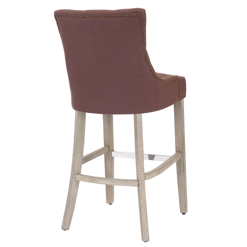 WestinTrends 29" Linen Fabric Tufted Upholstered Bar Stool (Set of 3), Antique Grey