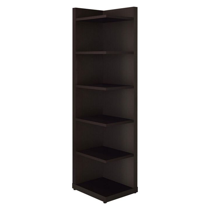 Radiant Brown Wooden Corner Bookcase-Benzara