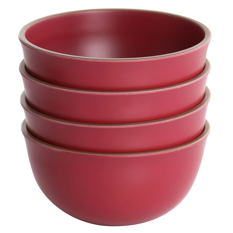 Gibson Home Rockabye 4 Piece Melamine Cereal Bowl Set in Dark Pink