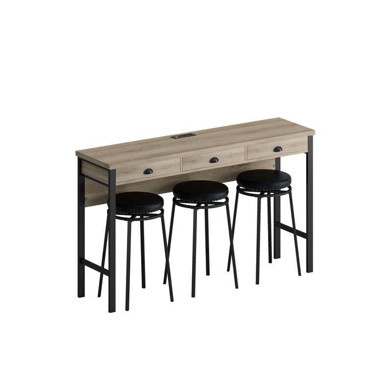 Merax 3-Drawer Dining Table with Stools Dining Set