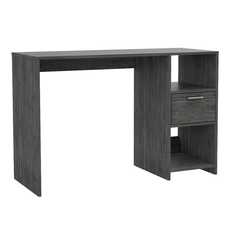 DEPOT E-SHOP Naxos Computer Desk with 1-Drawer and 2-Open Storage Shelves, Smokey Oak