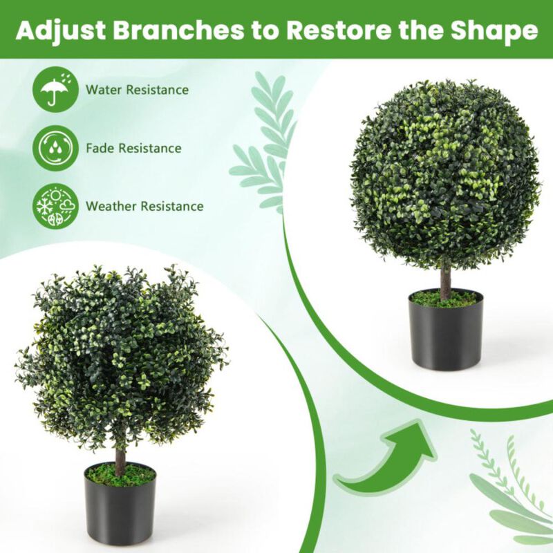 Hivvago Artificial Ball Tree set of 2 with Natural Look and Water Resistance