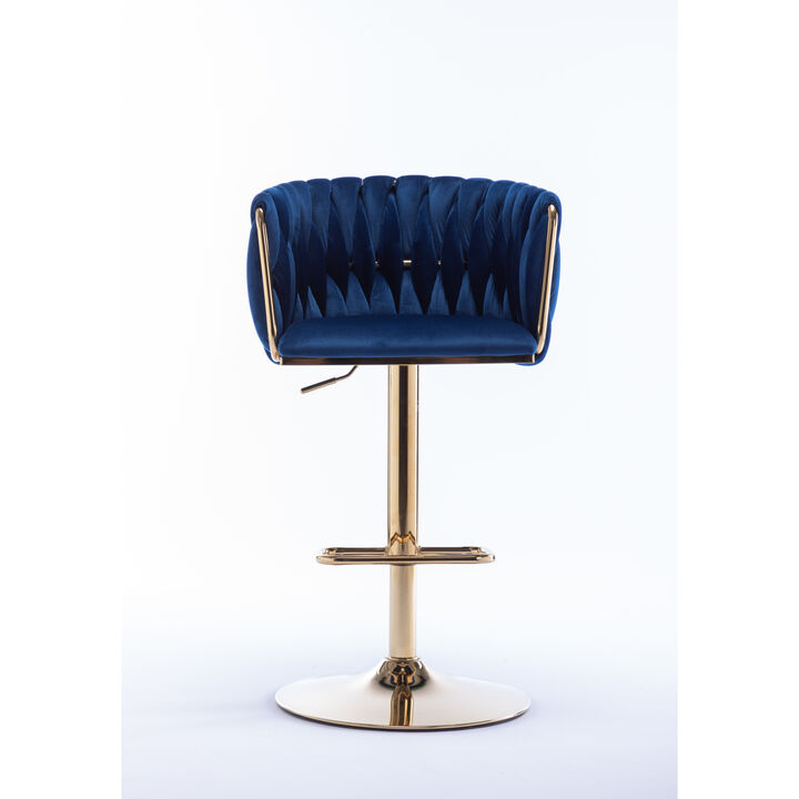 Set Of 2 Bar Stools, With Chrome Footrest And Base Swivel Height Adjustable Mechanical Lifting