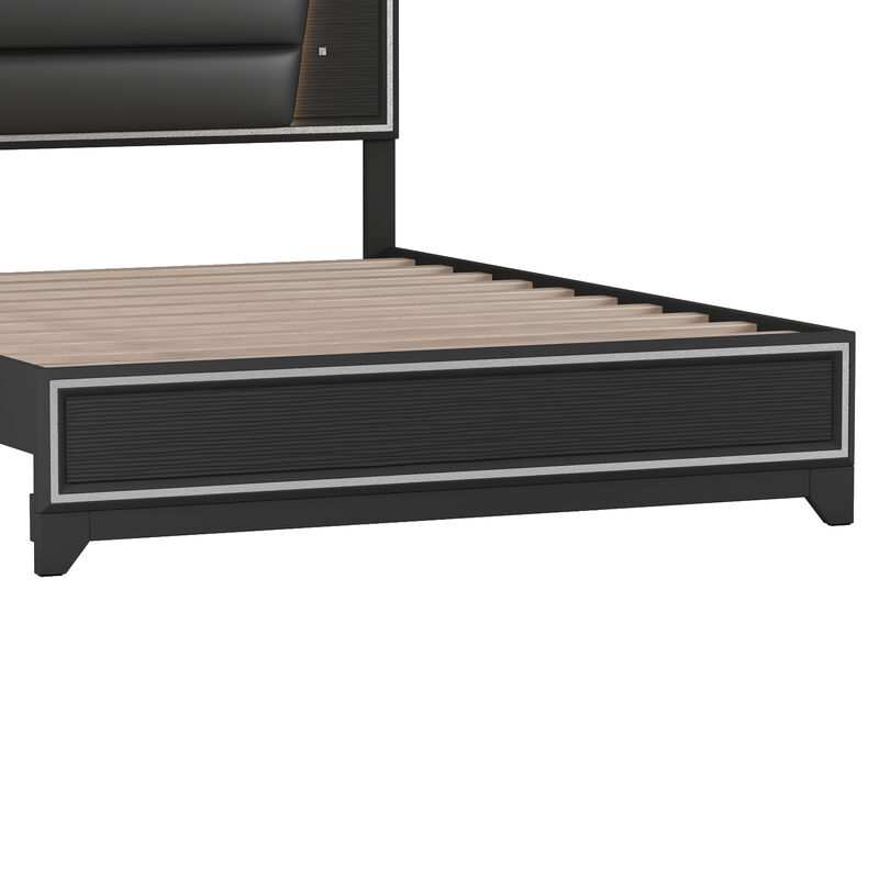 Merax PU Upholstered  Platform Bed  with LED Light