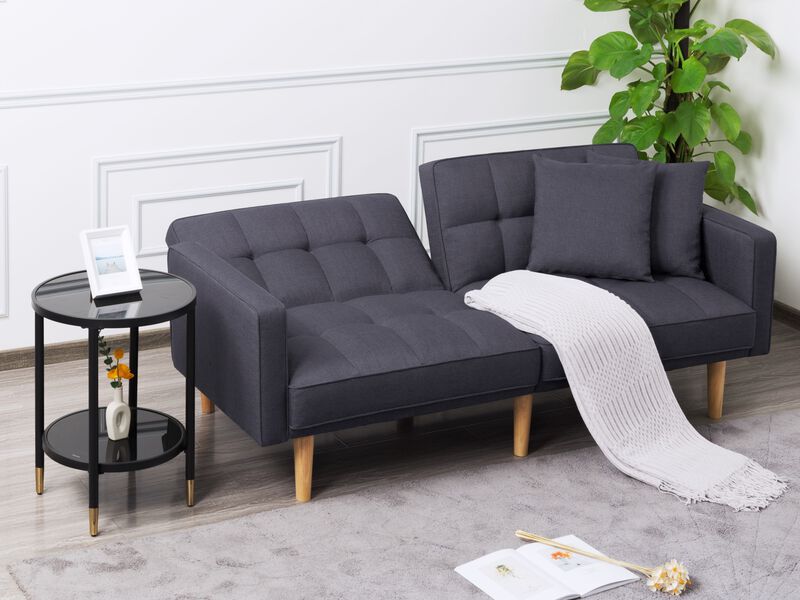 71.5 in. Dark Gray Polyester Twin Size Sofa Bed