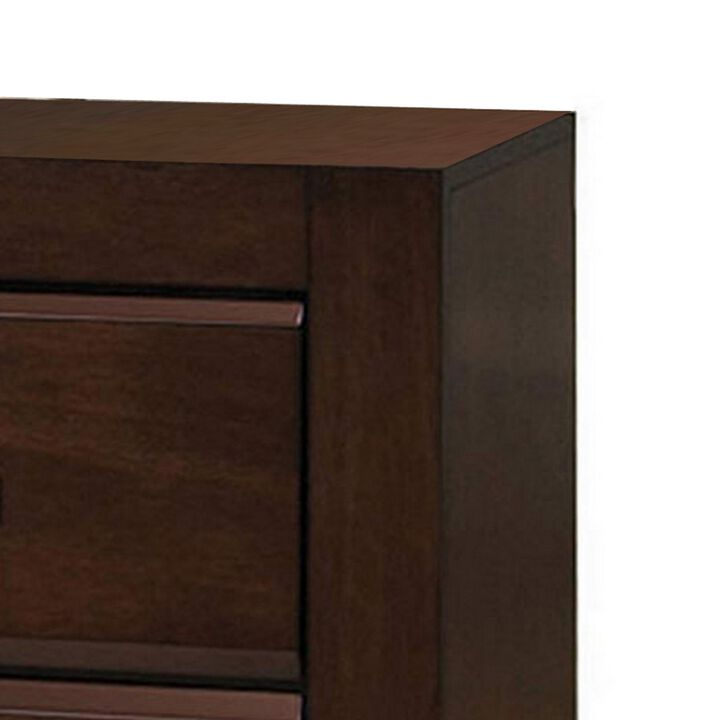 Wooden Two Drawer Nightstand In Walnut Finish-Benzara