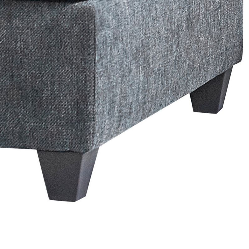 38 Inch Modern Ottoman, Smooth Gray Chenille Fabric, Plush Cushioned Seat-Benzara