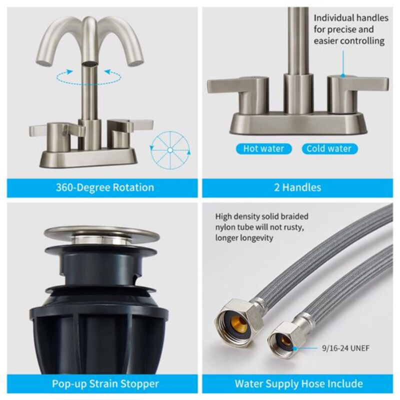 Bathroom Sink Faucet 2-Handle with Pop-Up Drain Assembly
