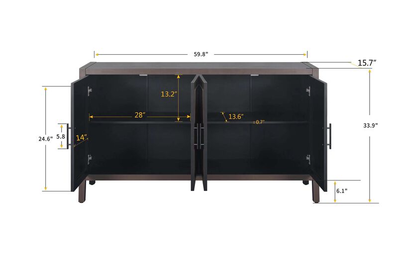 Vintage American 4 Door Wooden Sideboard