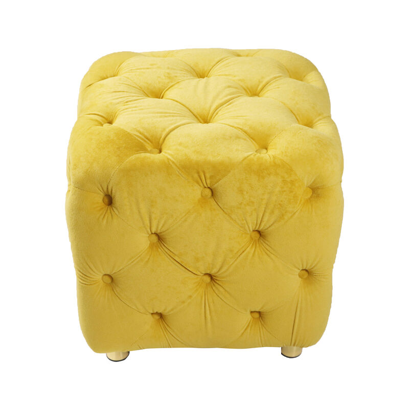 Modern Yellow Upholstered Ottoman with End Table & Footstool