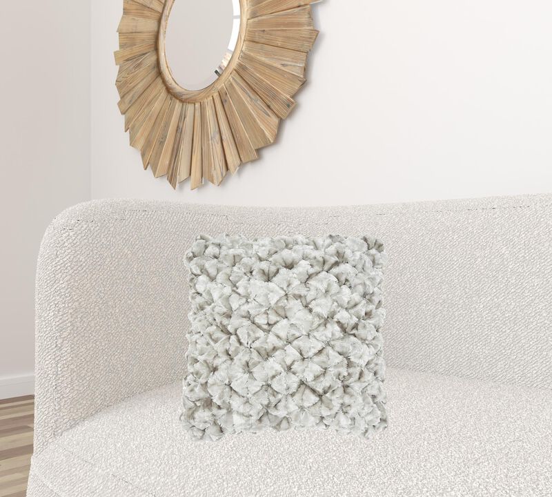 Hivvago 20" Gray Silky Soft Velvet Bunches Throw Pillow