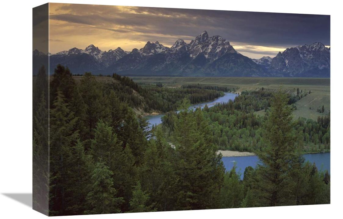 Teton Range at Snake River Overlook, Grand Teton National Park, Wyoming-Canvas Art-16x12