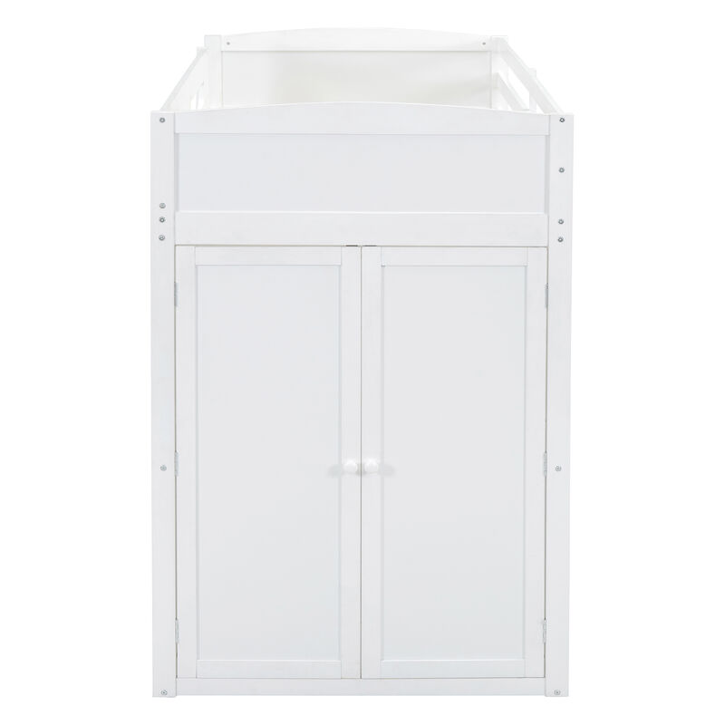 Merax Classical Loft Bed with Desk and Wardrobes