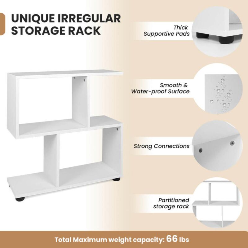 Hivvago 24 Inch 3-Tier Geometric Bookshelf with Thick Foot Pads