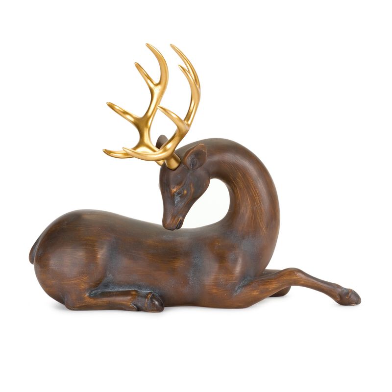 Resin Deer Figurines Set of 2 for Rustic Holiday and Home Decor
