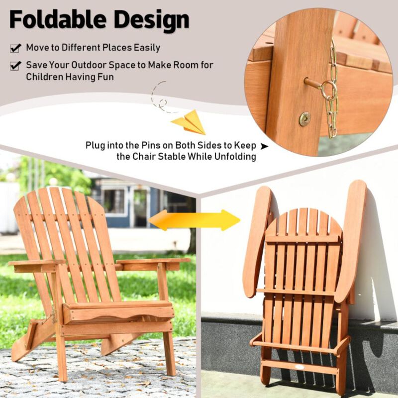 Hivvago Eucalyptus Chair Foldable Outdoor Wood Lounger Chair