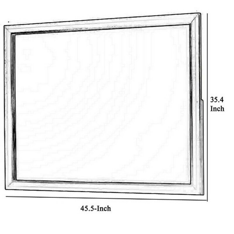 Rectangular Wooden Frame Dresser Top Mirror, Black and Silver-Benzara