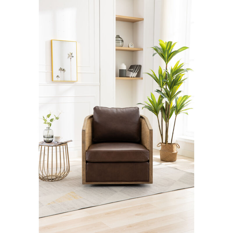 Swivel Barrel Chair, Comfy Round Accent Sofa Chair For Living Room, 360 Degree Swivel Barrel