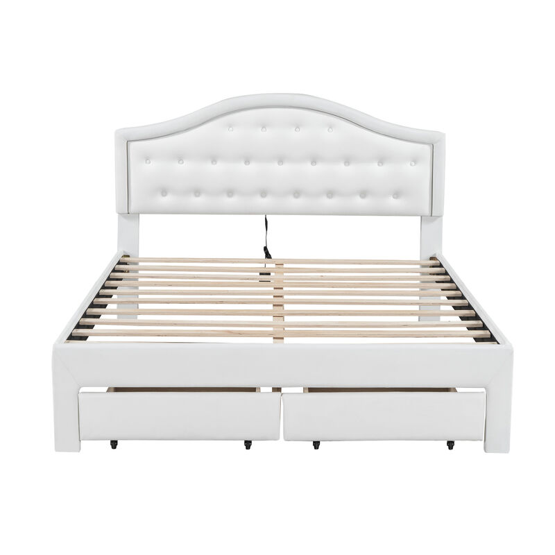 Merax PU Upholstered Platform Bed  with 2 Drawers