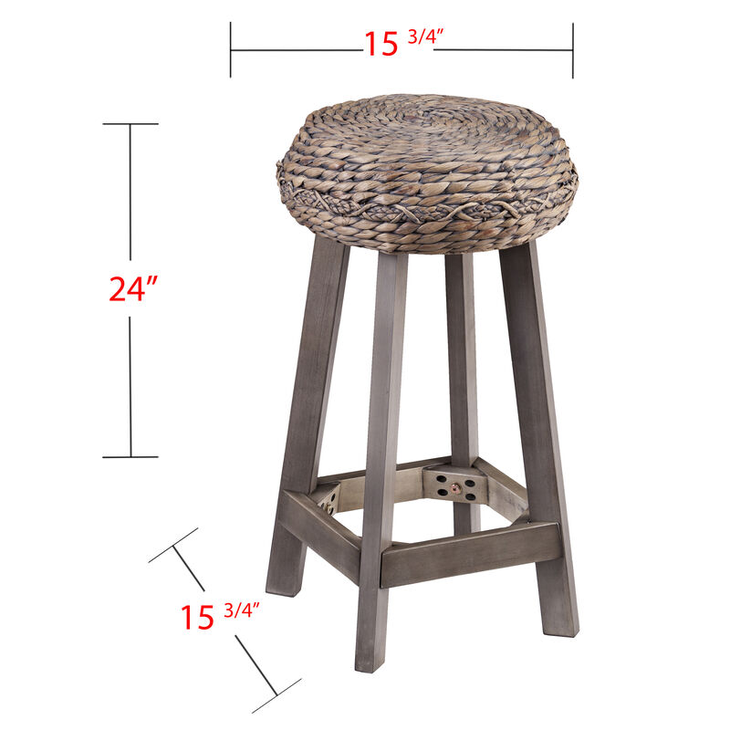 Rutina Backless Round Water Hyacinth 24" Stools 2pc Set