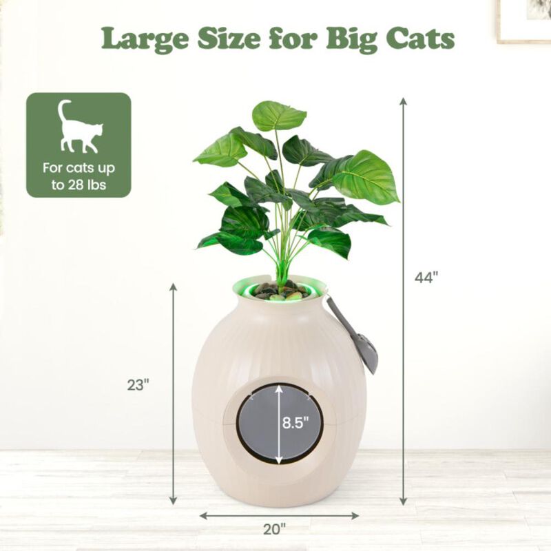 Hivvago Smart Plant Cat Litter Box with Electronic Odor Removal & Sterilization-Beige
