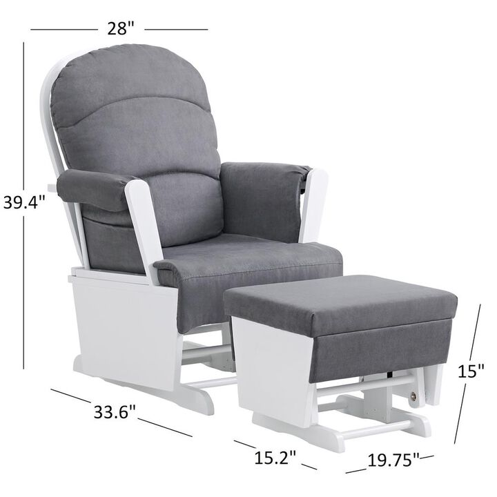 Oxford Baby Soho Baby Essential Wooden Glider White Finish/ Dark Grey Fabric