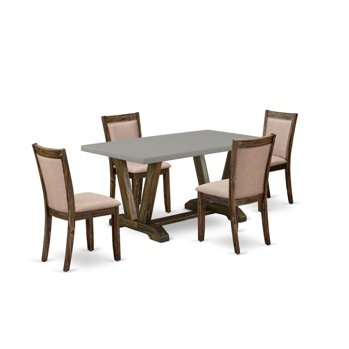 East West Furniture V796MZ716-5 5Pc Dinette Set - Rectangular Table and 4 Parson Chairs - Multi-Color Color East West Furniture V796MZ716-5 5Pc Dinette Set - Rectangular Table and 4 Parson Chairs - Multi-Color Color