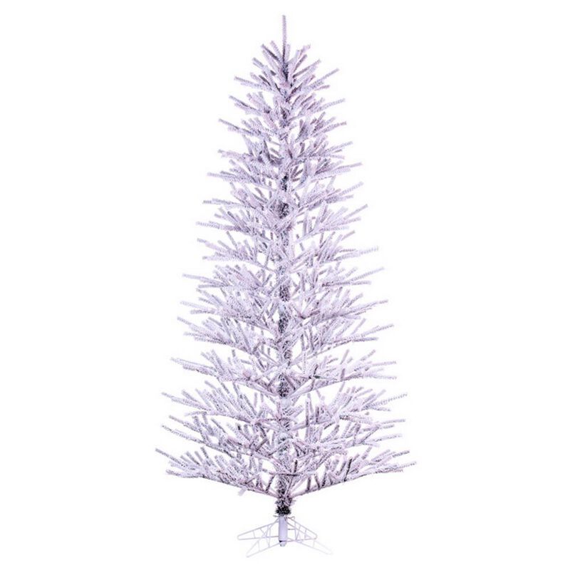 Vickerman  5.5 ft. x 38 in. 3 mm 800 W Flocked Slim Pistol Christmas Tree, White