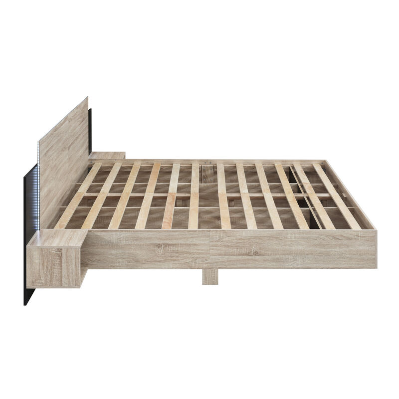 Merax Floating Platform Bed with LED Lights