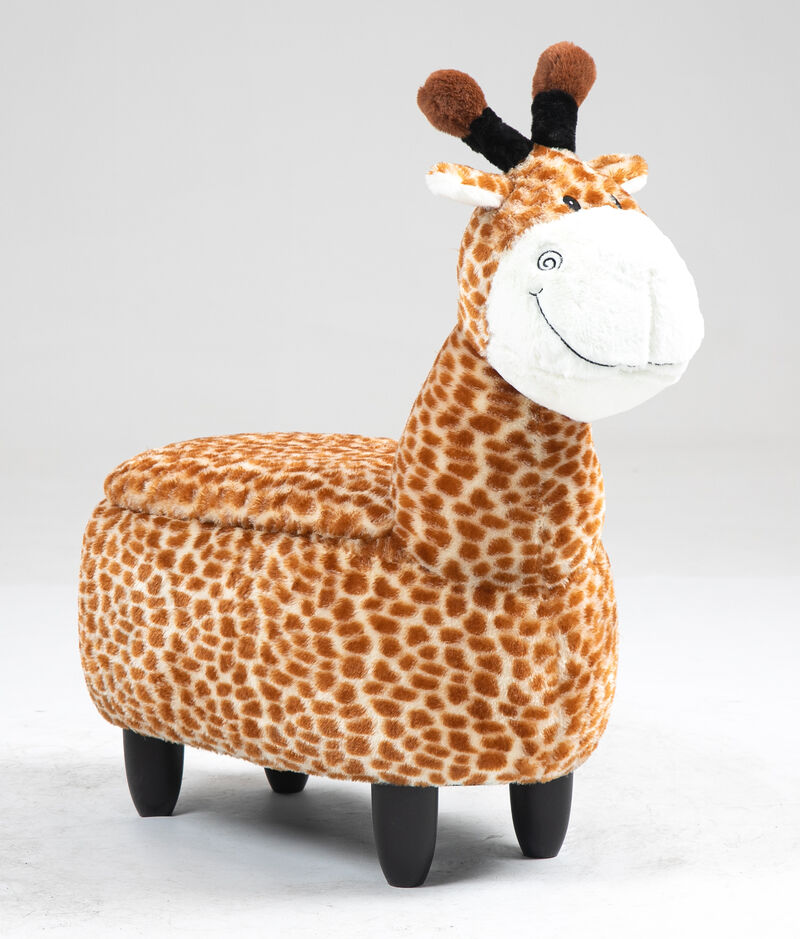 Brown Giraffe Animal Storage Ottoman