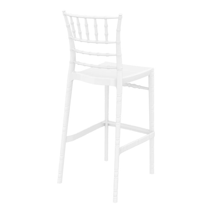 44.5" White Glossy Outdoor Patio Bar Stool