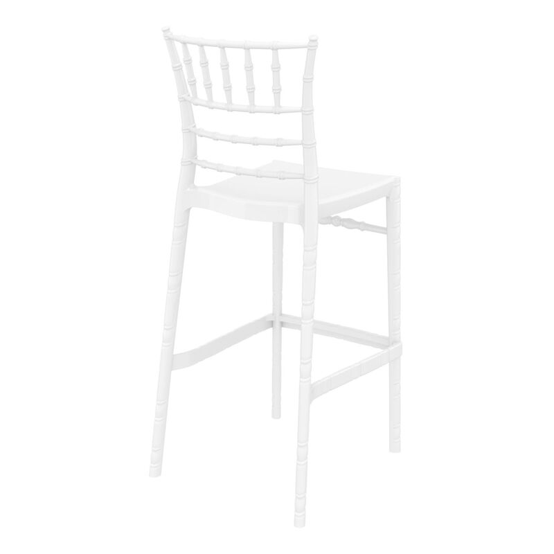44.5" White Glossy Outdoor Patio Bar Stool