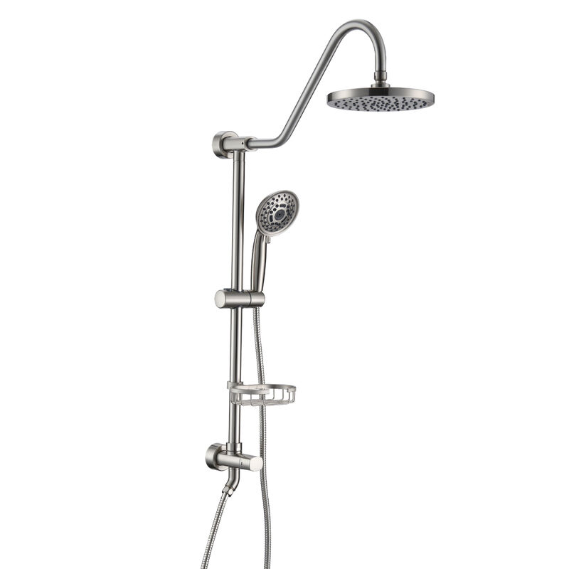 Shower System With Rain Showerhead, 5-Function Hand Showerble Slide Bar And Soap