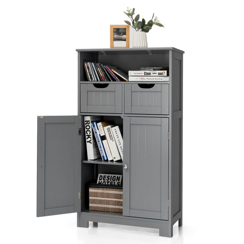 Bathroom Wooden Side Cabinet  with 2 Drawers and 2 Doors
