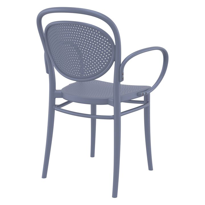 33.5" Black Stackable Outdoor Patio XL Arm Chair