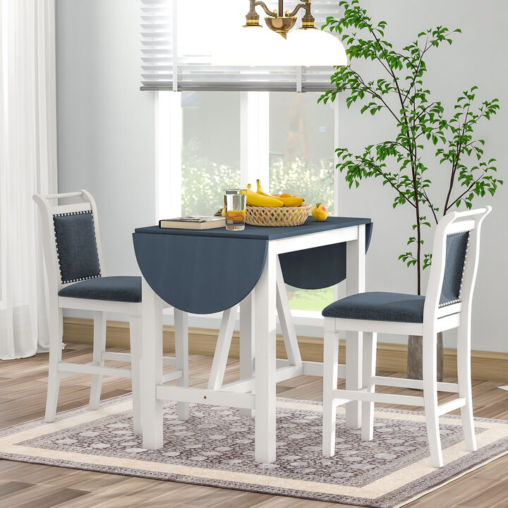 Merax  3-Piece Wood Counter Height Drop Leaf Dining Table Set