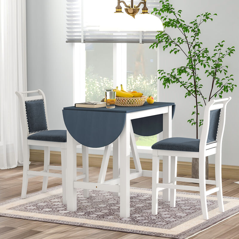Merax  3-Piece Wood Counter Height Drop Leaf Dining Table Set