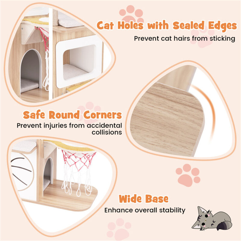 Wooden Cat Condo with Multiple Levels for Cats to Rest and Play