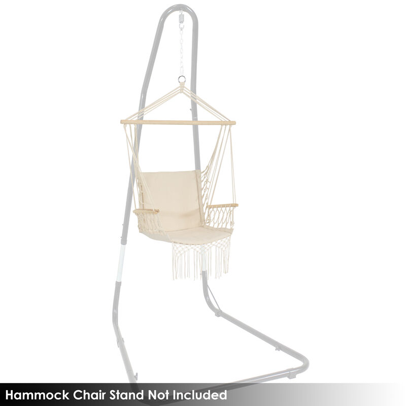 Sunnydaze Polycotton Padded Hammock Chair with Spreader Bar - Natural