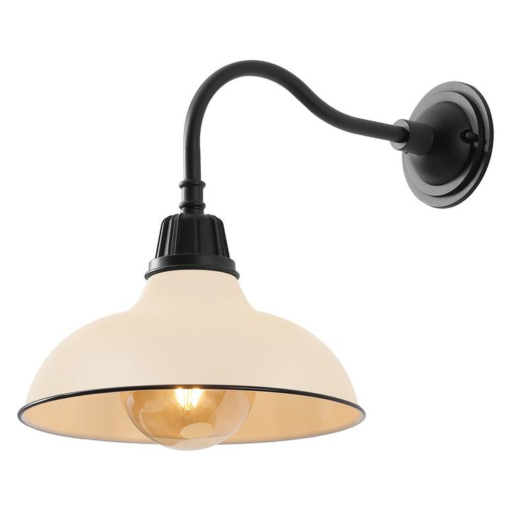 Aurora Farmhouse Industrial Indoor/Outdoor Iron LED Gooseneck Arm Outdoor Sconce