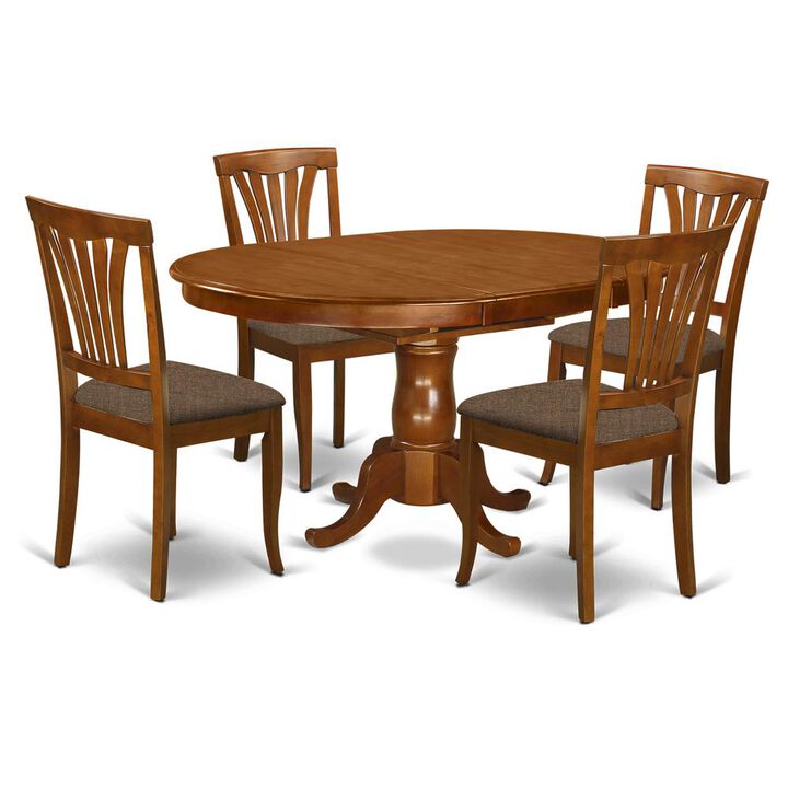 East West Furniture POAV5-SBR-C 5 Pc Dining room set for 4- Kitchen dinette Table and 4 Dining Chairs