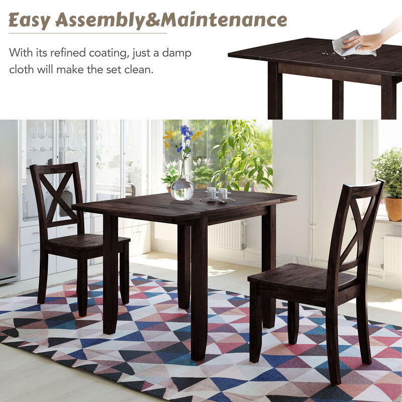 Merax 3-Piece Wood Drop Leaf Extendable Dining Table Set