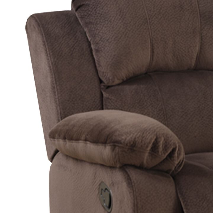 Rocker Recliner In Choco Brown Suede Fabric-Benzara
