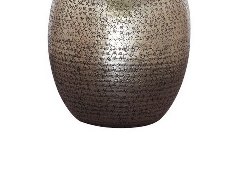 Bellied metal Body Table Lamp with Splotched Details, Brass and Cream-Benzara
