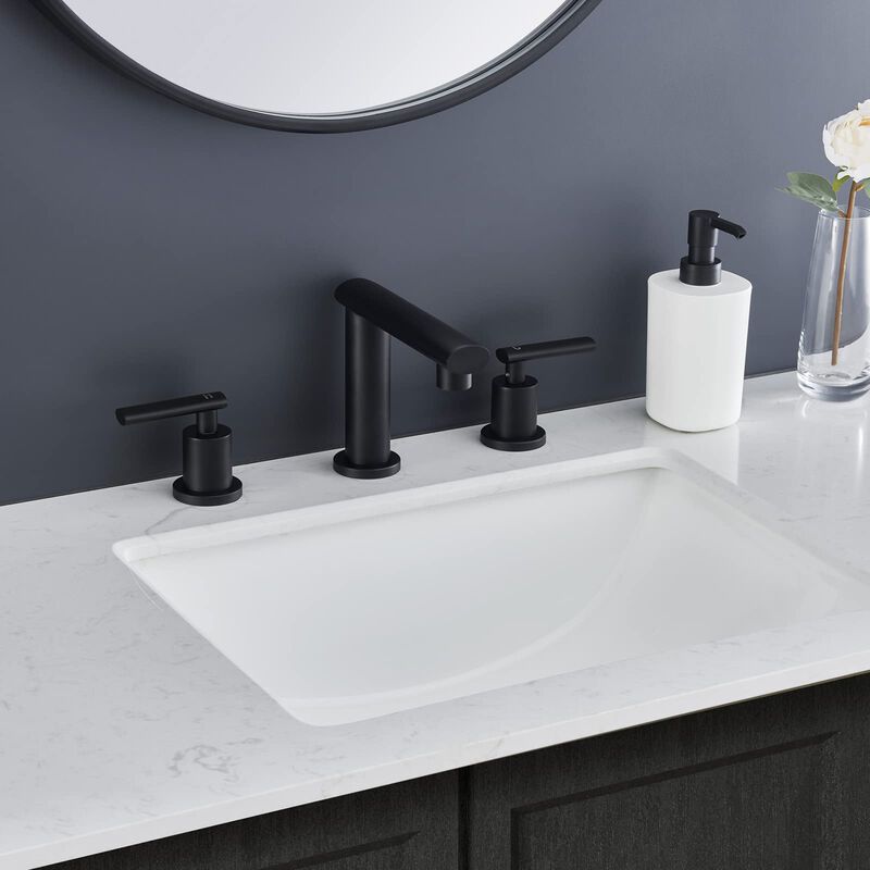 Widespread Vanity Faucet, 2-Handle Waterfall Bathroom Sink Faucet with Drain Assembly