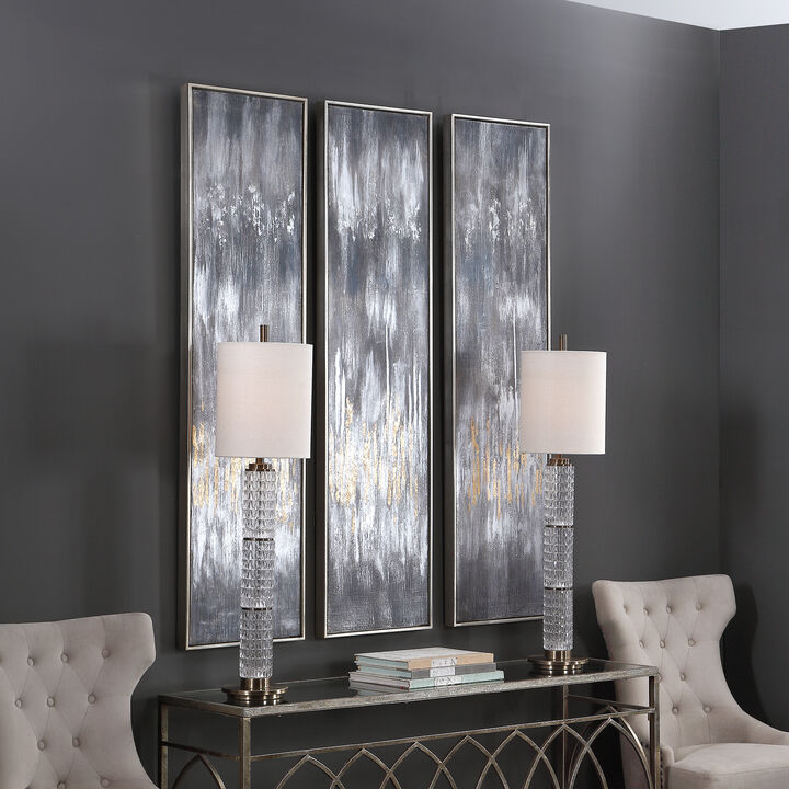 Gray Showers Hand Painted Canvases (Set of 3)